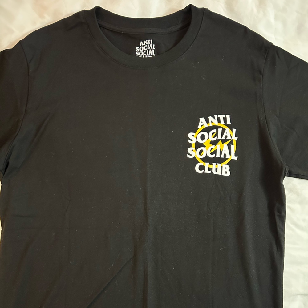 Anti Social Social Club Black Tee with Yellow and White Logo